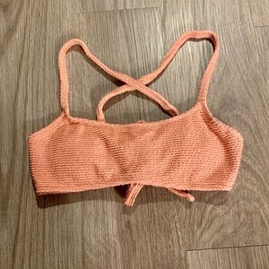 Pink Ribbed Bikini Top